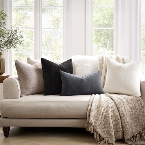 MIULEE Grey Chenille Couch Throw Pillow Covers - Image 3