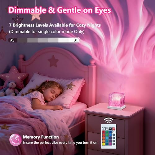 HUMIIEYE Northern Lights Projector, Cube Aurora Galaxy Projector with Remote, 16 Color Mood Lighting Dimmable Ocean Light, Memory Function, Trendy Cute Stuff for Teen Girls Gifts Bedroom Room - Image 3