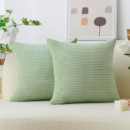 Home Brilliant Holiday Decor Solid Plush Corduroy Striped Square Pillow Covers by HomeBrilliant