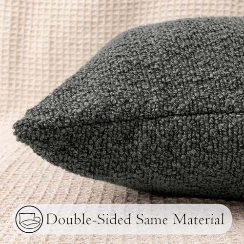 JoraLion 20x54 inch Neutral Boucle Body Pillow Cover, Dark Grey Long Pillow - Image 6
