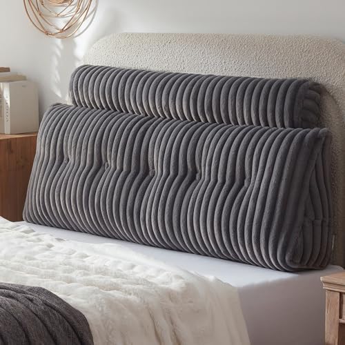 Headboard Pillow + A Long Neck Roll Pillow Body Pillow，Faux Fur Headboard Wedge - Image 2