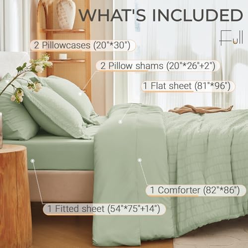 MUXHOMO 7 Pieces Full Comforter Set, Seersucker Bed in a Bag Full Size - Image 4