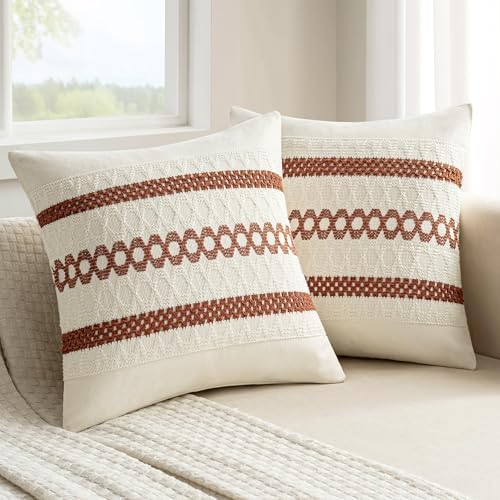 MIULEE Set of 2 Fall Rust Decorative Pillow Covers 20x20 by MIULEE