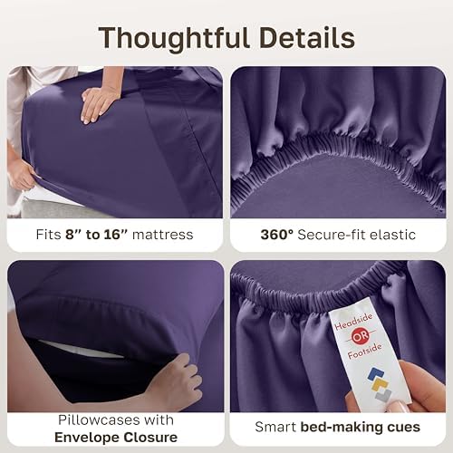 California Design Den 100% Cotton Sateen King Bed Sheets Deep Pocket Set - Image 4