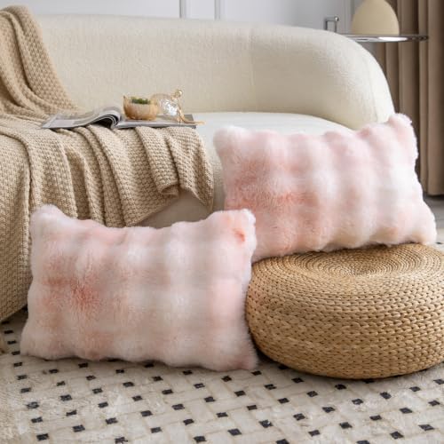 MADIZZ Pack of 2 Thick Plush Faux Wool Throw Pillow Covers Soft Boho Throw - Image 2