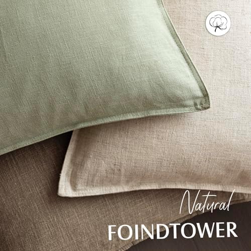 Foindtower Linen Solid Decorative Throw Pillow Cover 26x26 Inch Light Green - Image 4