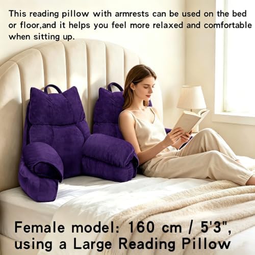 Reading Pillow for Bed with Arms, Back Support, Memory Foam（Grape - Image 5