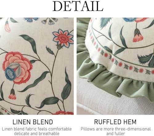 ISAENNE Designer Linen Throw Pillow Cover, Diameter 16"-Daffy A - Image 2
