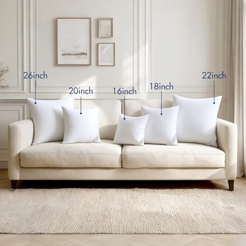 MIULEE 26x26 Pillows Inserts Pack of 4, Down Alternative Virgin Filling - Image 4