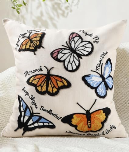Animal Embroidered Throw Pillow Cover 18x18 Inch by Kokaaee