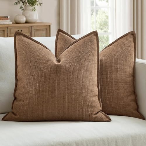 MIULEE Thick Textured Decorative Throw Pillow Covers 18x18 Inch Brown Sugar by MIULEE