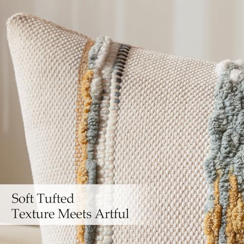 ANRODUO Boho Decorative Pillow Covers 26x26 Blue-Earth Tones Pack of 2 - Image 6