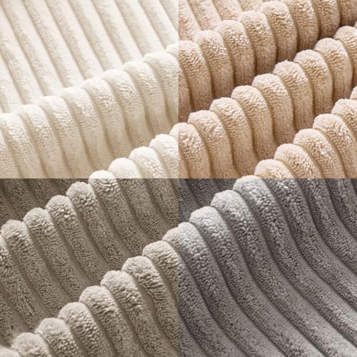 MIULEE Soft Corduroy Decorative Throw Pillow Covers Neutral Cream 20x20 - Image 5