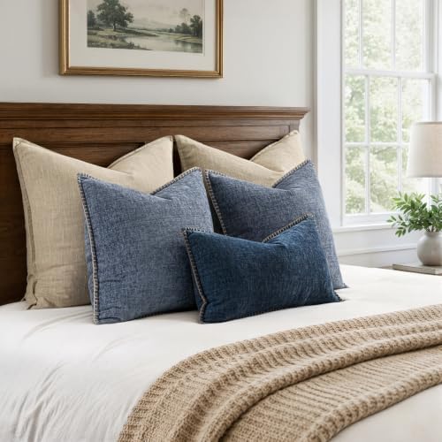 MIULEE Decorative Lumbar Throw Pillow Covers 12x20 Inch Dark Blue 2 Pack - Image 6