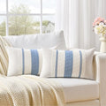Fancy Homi Set of 2 Boho Light Blue Lumbar Decorative Throw Pillow Cover 12x20 by Fancy+Homi