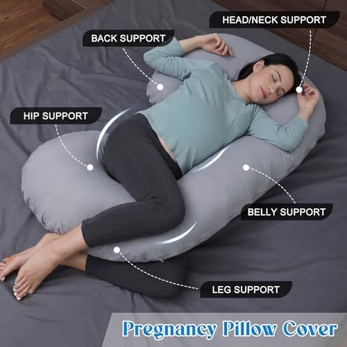 Hahafelt Cooling Pregnancy Pillow Cover 59 Inch Large C Shaped Full Body - Image 4