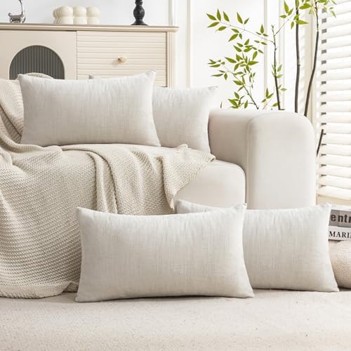 Set of 4 Soft Textured Decorative Throw Pillow Covers 12X20 Inch Cozy Farmhouse by Cozoomy