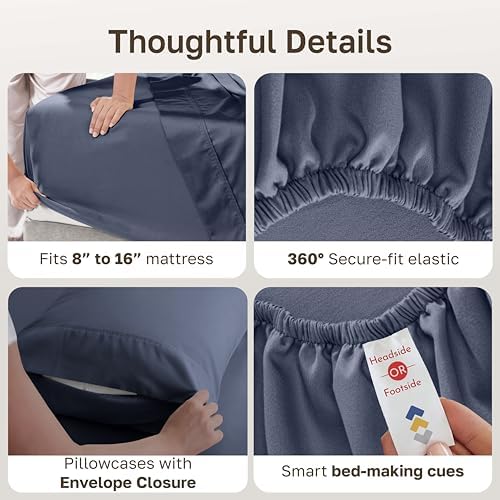 California Design Den 100% Cotton Sateen King Size Sheets Set - Image 5