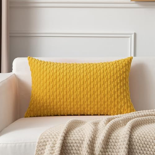 Kevin Textile Soft Corduroy 14"x22" Pillow Cover 1 Pack, Mustard Yellow by KevinTextile