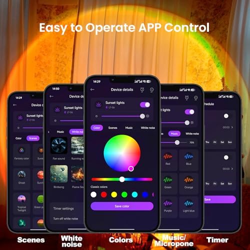 Tsrarey Sunset Lamp Projection, Not Only 21 Colors Sunset Lights, 180 Degree Rotation Led Light, Push Button Switch & APP Control Projector for Party Bedroom Decor - Image 2