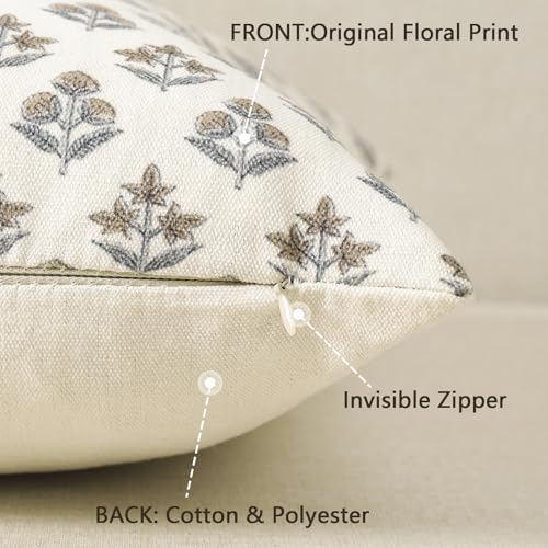 YCOLL Farmhouse Floral Pillow Covers 22x22 Set of 2, Rustic Country Decorative - Image 3