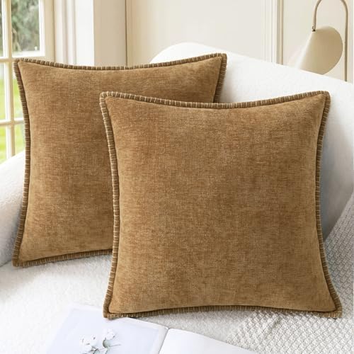 CaliTime Decorative Couch Throw Pillow Covers 22 X 22 Inches Apricot Brown by CaliTime