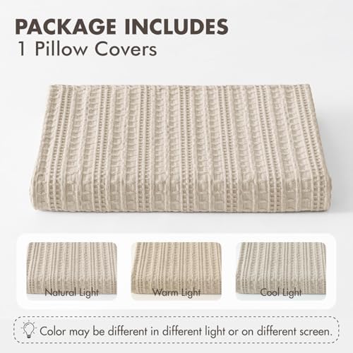 Decorative Waffle Lumbar Pillow Cover 14x36 Inch Oatmeal No Insert - Image 7