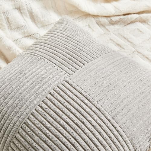 Fancy Homi 2 Packs Neutral Grey Lumbar Decorative Throw Pillow Covers 12x24 Inch - Image 4