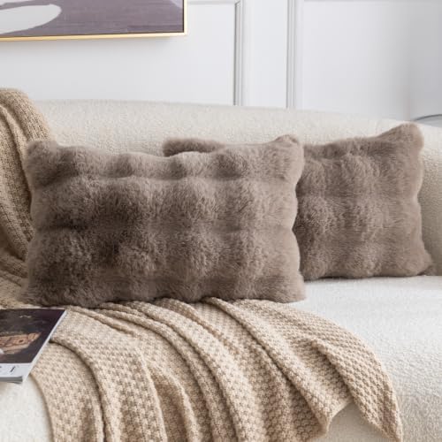 MADIZZ Pack of 2 Thick Plush Faux Wool Throw Pillow Covers Soft Boho Throw by Madizz