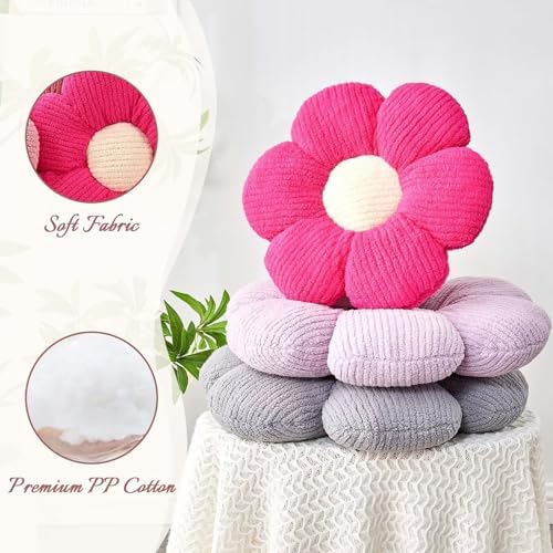 Kcvvcr Flower Throw Pillow, Soft Hot Pink 19.6" Shaped Floor Pillow - Image 4