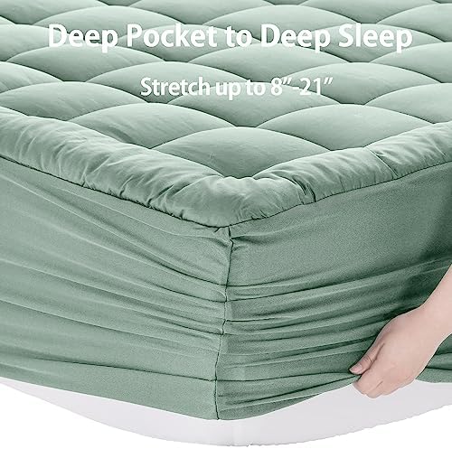 EASELAND Queen Size Mattress Pad Pillow Top Mattress Topper Cotton Top - Image 5