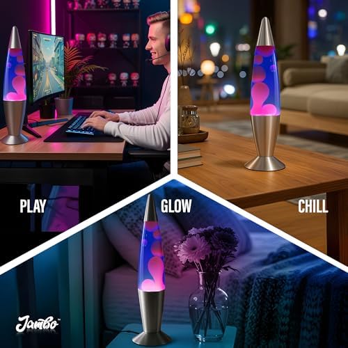 JAMBO 16" Beautiful Liquid Lamp- Blue with Purple Wax, Relaxing Magma Light, Night Light Nightlight, Home Decor Living Room Office Bedroom Lamp for Adults Teens Kids - Image 4