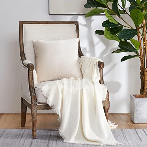 GIGIZAZA Decorative Throw Pillow Covers 16 x 16, Ivory Cream White Soft Pillow - Image 6