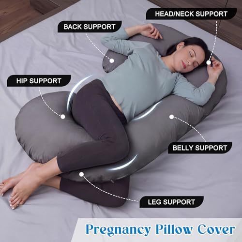 Hahafelt Cooling Pregnancy Pillow Cover 59 Inch Large C Shaped Full Body - Image 4