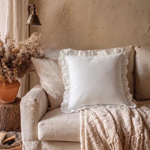 patdrea Vintage White Linen Throw Pillow Covers - Image 2