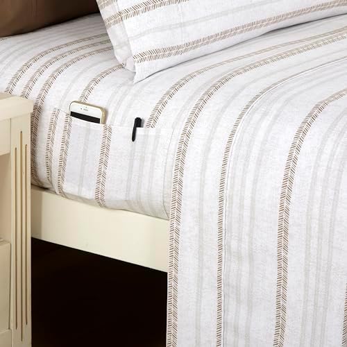 Elegant Comfort 6-Piece Sheet Set Deep Pocket Stripe, Traci Linen - Image 3