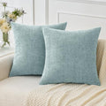 MIULEE Soft Chenille Throw Pillow Covers Light Blue 20x20 Inch Pack of 2 by MIULEE