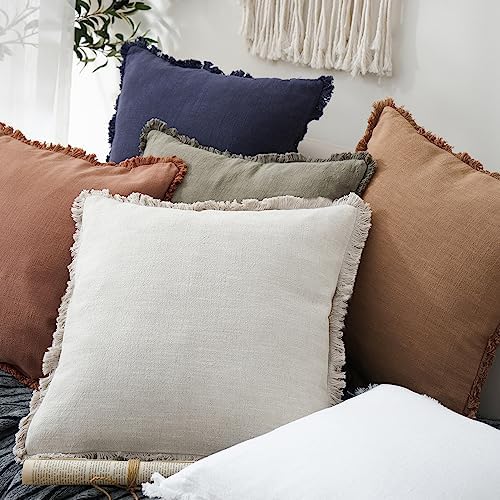 Foindtower Decorative Linen Fringe Throw Pillow Covers 18×18 Inch - Image 5