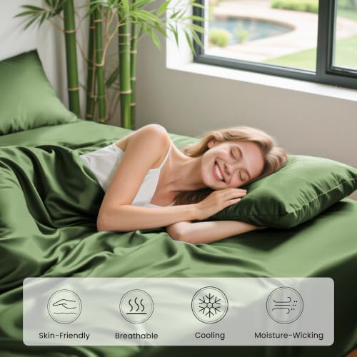 Love's cabin 4 Piece Queen Sheet Set, 100% Rayon Derived from Bamboo, Cooling & - Image 5