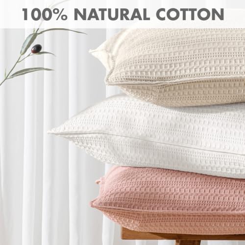 Decorative Waffle Throw Pillow Covers 20x20 White 2 Pack - Image 3