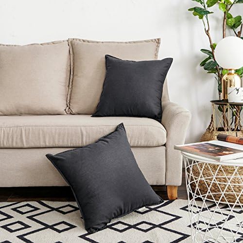 Jeanerlor Set of 2 Decorative Cotton Linen Couch Throw Pillow Case 26"x26" Sofa - Image 5