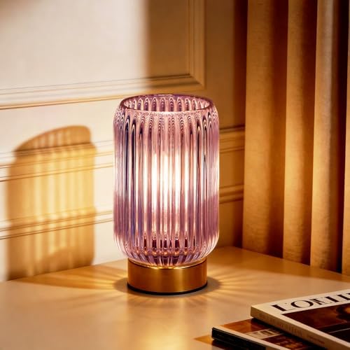 MJ PREMIER Battery Operated Lamp, Small Cordless Lamp with Timer, Purple by MJPREMIER