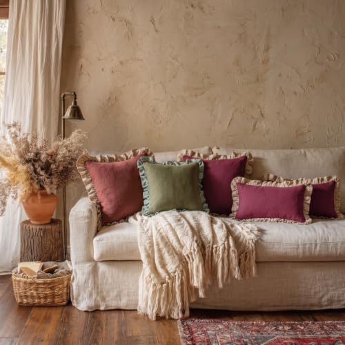 patdrea Vintage Red Linen Throw Pillow Covers - Image 7