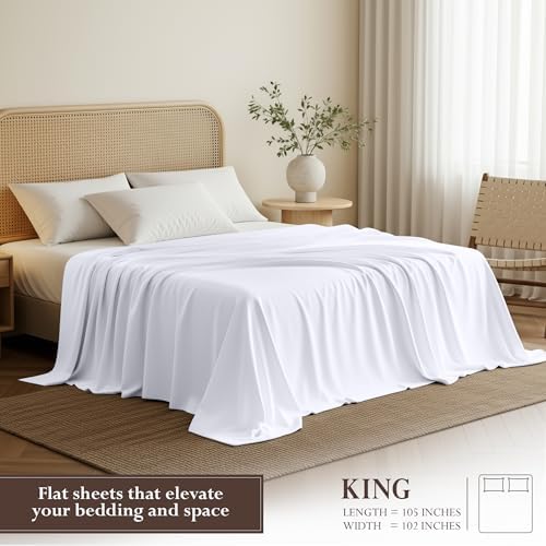King Size Flat Sheet Only Pack of 2, Ultra Soft Hotel Sheets - Image 3