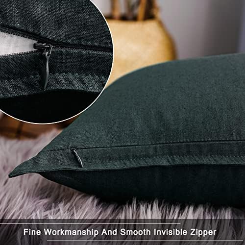 Jeanerlor Natural Cotton Linen Green Decorative 12"x20" Throw Pillow Case - Image 3
