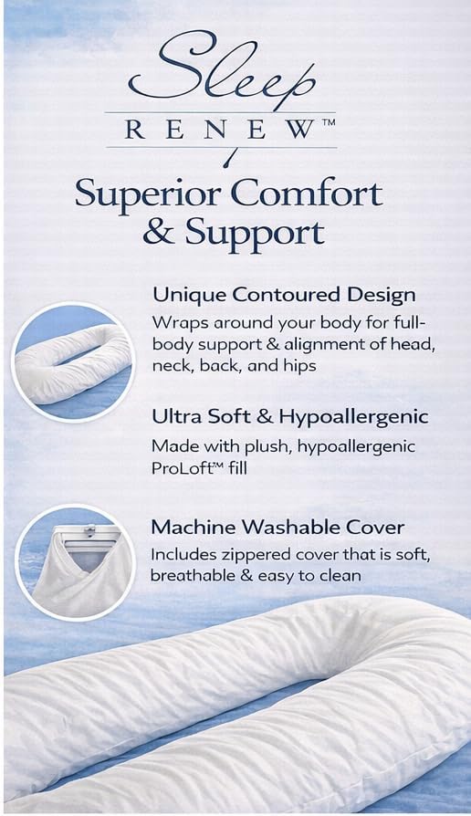 Total Body Support Pillow, U-Shaped Full Body Pillow - Image 7