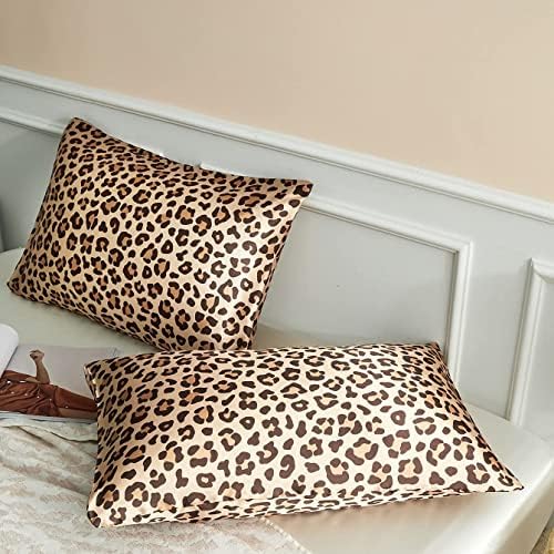 Glod Leopard Printed Pillow Cases, Standard Cheetah Satin Pillowcase - Image 3