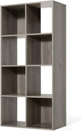 CAPHAUS Sturdy Room 11-Inch Cube Storage Organizer Shelf, with Thick Exterior Edge, Storage Shelf Divider w/Back, Bookcase, 8-Cube, Rustic Grey Oak