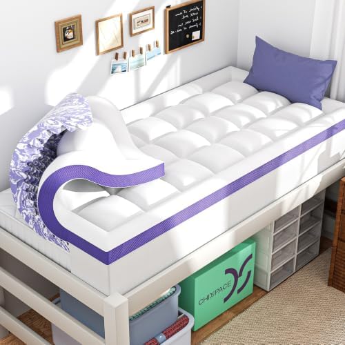 Dorm Room Essentials Dual Layer 4 Inch Memory Foam Mattress Topper Full XL by ChiXpace