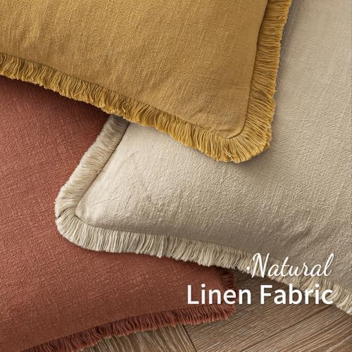 MIULEE Linen Fringe Decorative Fall Throw Pillow Covers Late Autumn 18x18 - Image 4